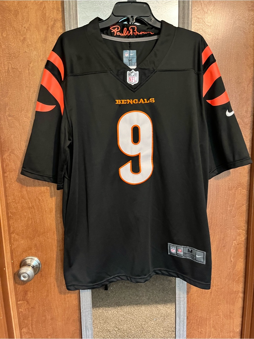 NFL Black and Orange Bengals #9 Men's Jersey